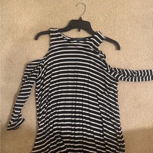 Stylish Striped Cold Shoulder Blouse